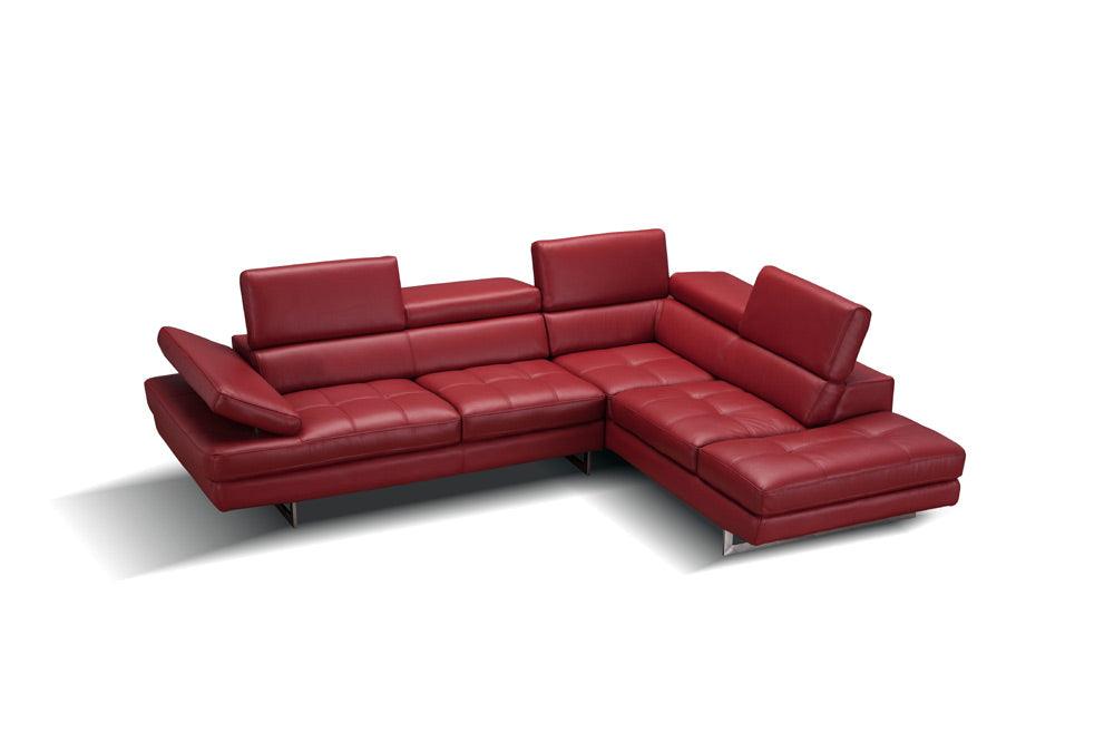 J&M Furniture - A761 Italian Leather Sectional Red In Right Hand Facing - 178554-Rhfc