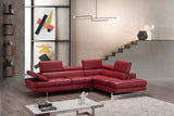 A761 Italian Leather Sectional Red In Right Hand Facing - 178554 - Rhfc | J&M | Home Elegance USA