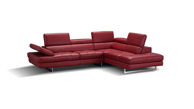 A761 Italian Leather Sectional Red In Right Hand Facing - 178554 - Rhfc | J&M | Home Elegance USA