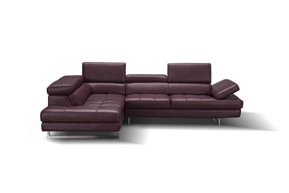 A761 Italian Leather Sectional Maroon In Left Hand Facing - 178556 - Lhfc | J&M | Home Elegance USA