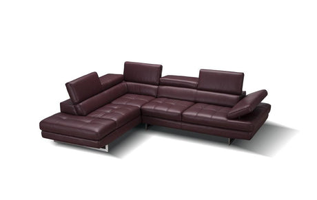 J&M Furniture - A761 Italian Leather Sectional Maroon In Left Hand Facing - 178556-Lhfc