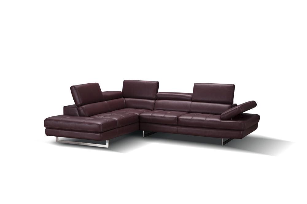 J&M Furniture - A761 Italian Leather Sectional Maroon In Left Hand Facing - 178556-Lhfc