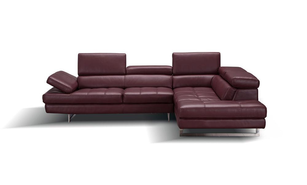 J&M Furniture - A761 Italian Leather Sectional Maroon In Right Hand Facing - 178556-Rhfc