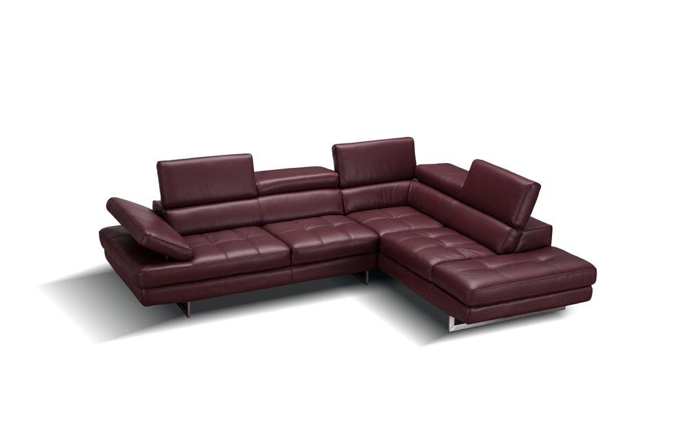 A761 Italian Leather Sectional Maroon In Right Hand Facing - 178556 - Rhfc | J&M | Home Elegance USA