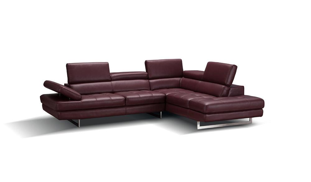 A761 Italian Leather Sectional Maroon In Right Hand Facing - 178556 - Rhfc | J&M | Home Elegance USA