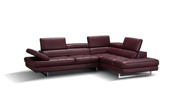 J&M Furniture - A761 Italian Leather Sectional Maroon In Right Hand Facing - 178556-Rhfc