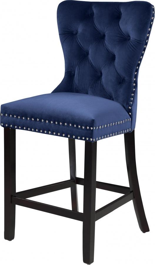 Meridian Furniture - Nikki Velvet Counter Stool In Navy (Set Of 2) - 741Navy-C