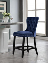 Meridian Furniture - Nikki Velvet Counter Stool In Navy (Set Of 2) - 741Navy-C