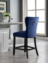 Meridian Furniture - Nikki Velvet Counter Stool In Navy (Set Of 2) - 741Navy-C