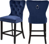 Meridian Furniture - Nikki Velvet Counter Stool In Navy (Set Of 2) - 741Navy-C