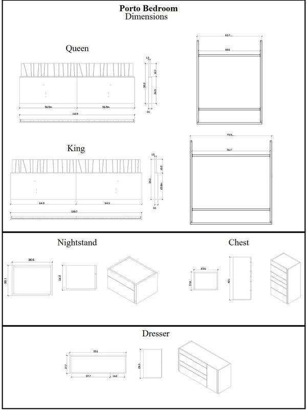 J&M Furniture - Porto Natural Light Grey Lacquer 6 Piece Queen Platform Bedroom Set - 17867-Q-6Set