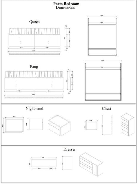 J&M Furniture - Porto Natural Light Grey Lacquer 6 Piece Queen Platform Bedroom Set - 17867-Q-6Set