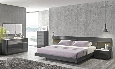 Braga Natural Grey Lacquer 3 Piece Queen Platform Bedroom Set - 178671 - Q - 3Set | J&M | Home Elegance USA