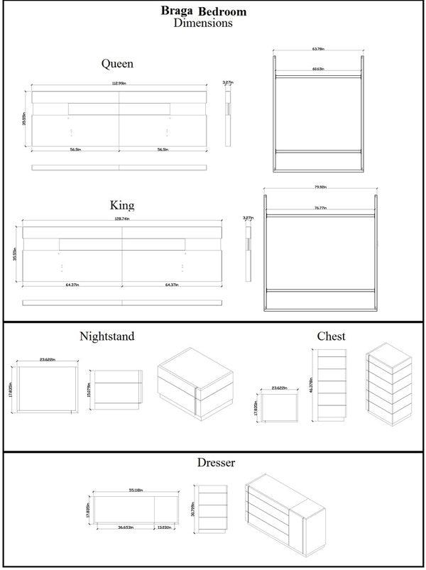 J&M Furniture - Braga Natural Grey Lacquer 6 Piece Queen Platform Bedroom Set - 178671-Q-6Set