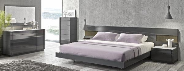 Braga Natural Grey Lacquer 4 Piece Eastern King Platform Bedroom Set - 178671 - K - 4Set | J&M | Home Elegance USA