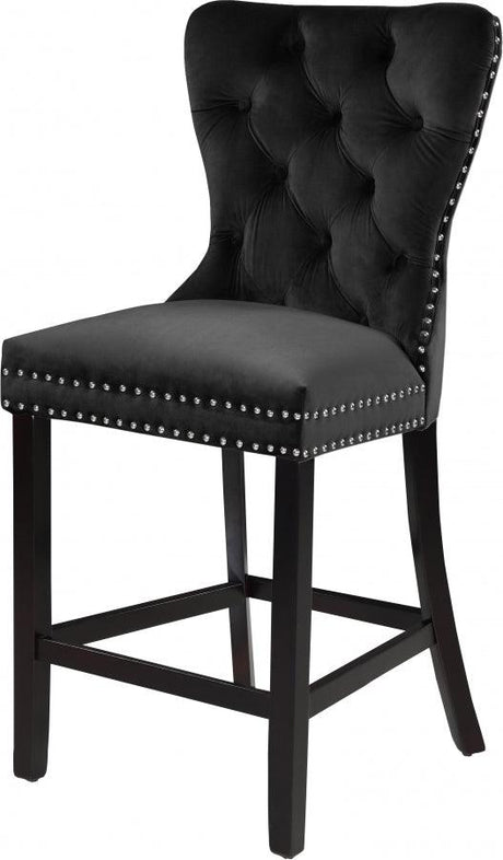 Meridian Furniture - Nikki Velvet Counter Stool In Black (Set Of 2) - 741Black-C