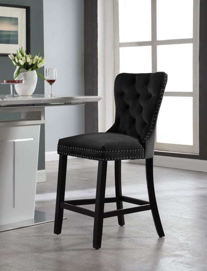 Meridian Furniture - Nikki Velvet Counter Stool In Black (Set Of 2) - 741Black-C