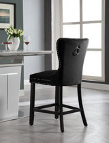 Meridian Furniture - Nikki Velvet Counter Stool In Black (Set Of 2) - 741Black-C