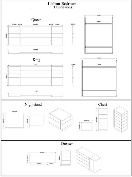 Lisbon Natural White Lacquer 4 Piece Eastern King Bedroom Set - 17817-K-4Set | J&M