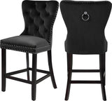 Meridian Furniture - Nikki Velvet Counter Stool In Black (Set Of 2) - 741Black-C