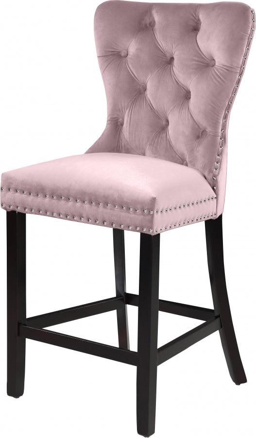 Meridian Furniture - Nikki Velvet Counter Stool In Pink (Set Of 2) - 741Pink-C