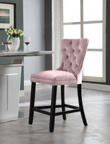 Meridian Furniture - Nikki Velvet Counter Stool In Pink (Set Of 2) - 741Pink-C