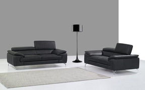 A973 Black Italian Leather 2 Piece Sofa Set - 17906111-Sl-2Set | J&M