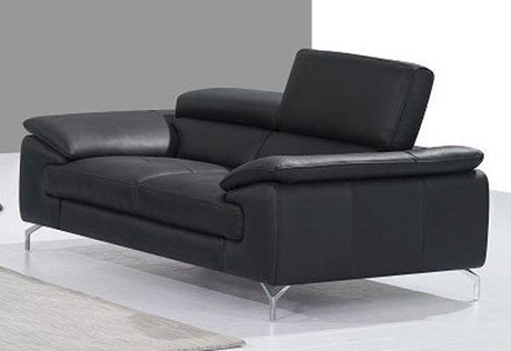 J&M Furniture - A973 Black Italian Leather 2 Piece Sofa Set - 17906111-Sl-2Set