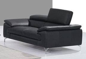 A973 Black Italian Leather Loveseat - 17906111-L | J&M