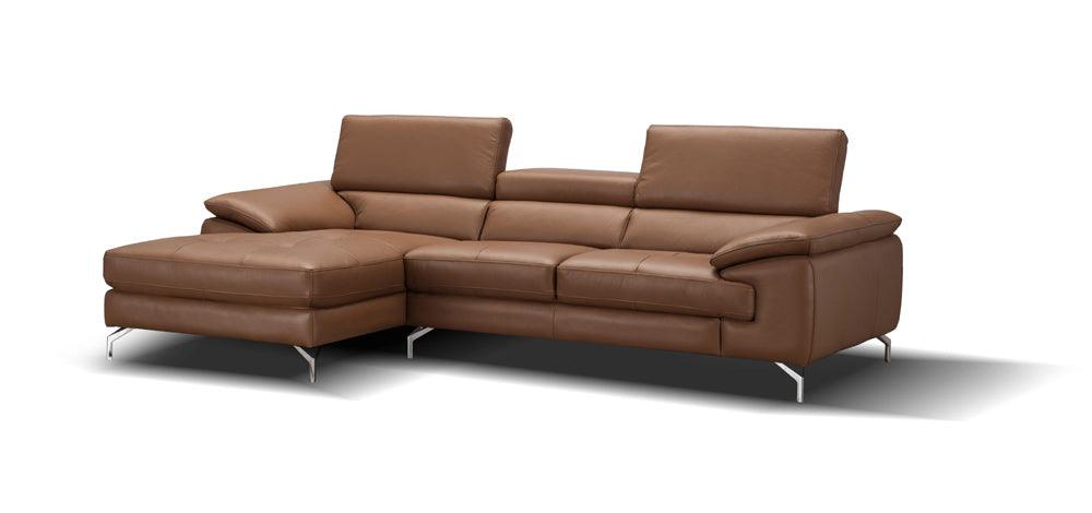 A973B Italian Leather Mini Sectional Left Facing Chaise In Caramel - 17906122 - Lhfc | J&M | Home Elegance USA