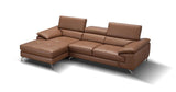 A973B Italian Leather Mini Sectional Left Facing Chaise In Caramel - 17906122 - Lhfc | J&M | Home Elegance USA