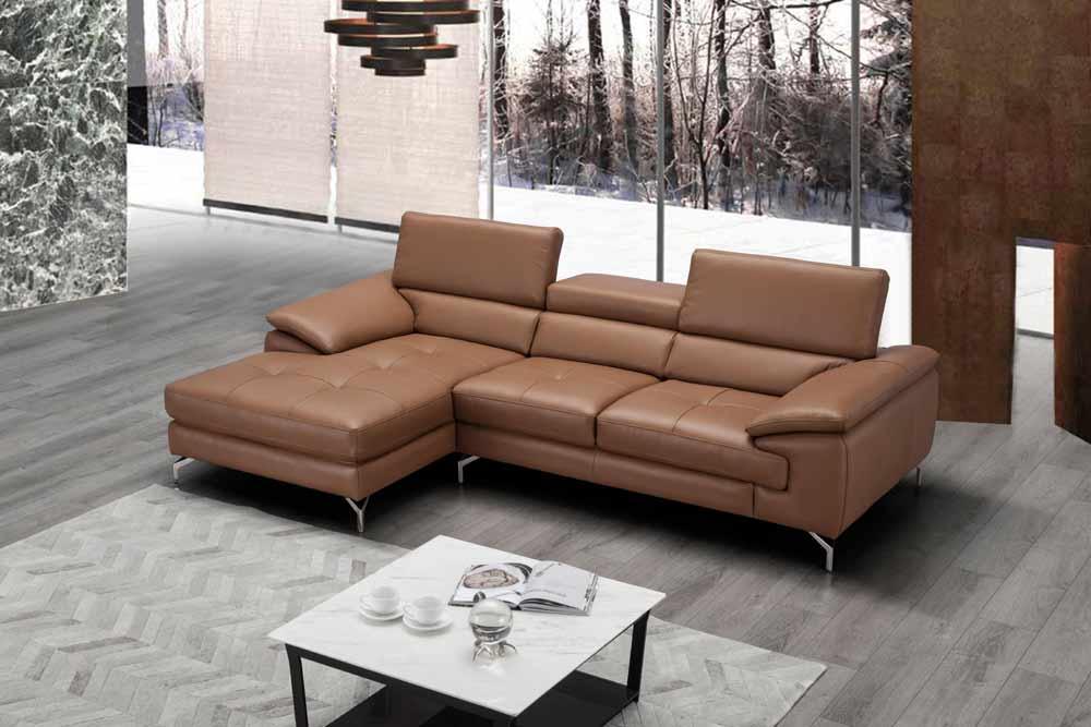 J&M Furniture - A973B Italian Leather Mini Sectional Left Facing Chaise In Caramel - 17906122-Lhfc