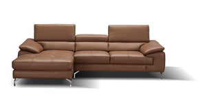 A973B Italian Leather Mini Sectional Left Facing Chaise In Caramel - 17906122-Lhfc | J&M