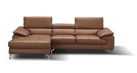 A973B Italian Leather Mini Sectional Left Facing Chaise In Caramel - 17906122 - Lhfc | J&M | Home Elegance USA