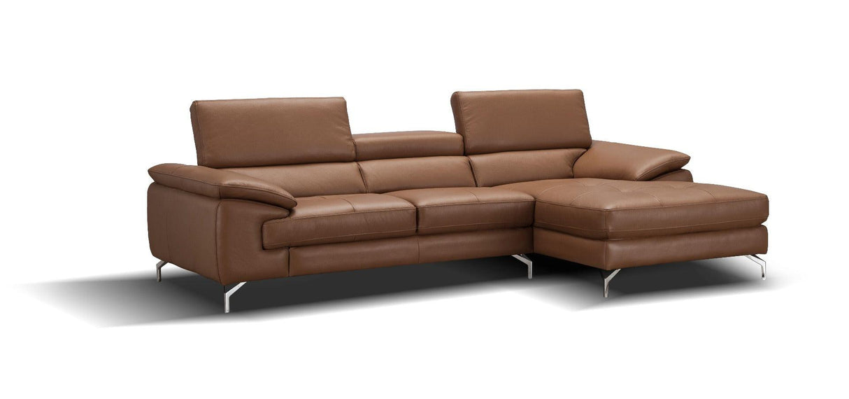 J&M Furniture - A973B Italian Leather Mini Sectional Right Facing Chaise In Caramel - 17906122-Rhfc