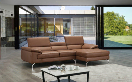 J&M Furniture - A973B Italian Leather Mini Sectional Right Facing Chaise In Caramel - 17906122-Rhfc