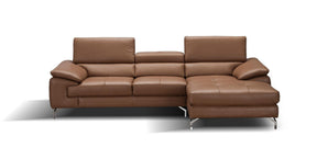 A973B Italian Leather Mini Sectional Right Facing Chaise In Caramel - 17906122-Rhfc | J&M