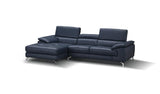 A973B Italian Leather Mini Sectional Left Facing Chaise In Blue - 179065 - Lhfc | J&M | Home Elegance USA