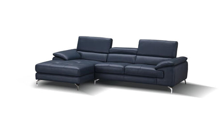 J&M Furniture - A973B Italian Leather Mini Sectional Left Facing Chaise In Blue - 179065-Lhfc