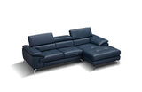 A973B Italian Leather Mini Sectional Right Facing Chaise In Blue - 179065 - Rhfc | J&M | Home Elegance USA