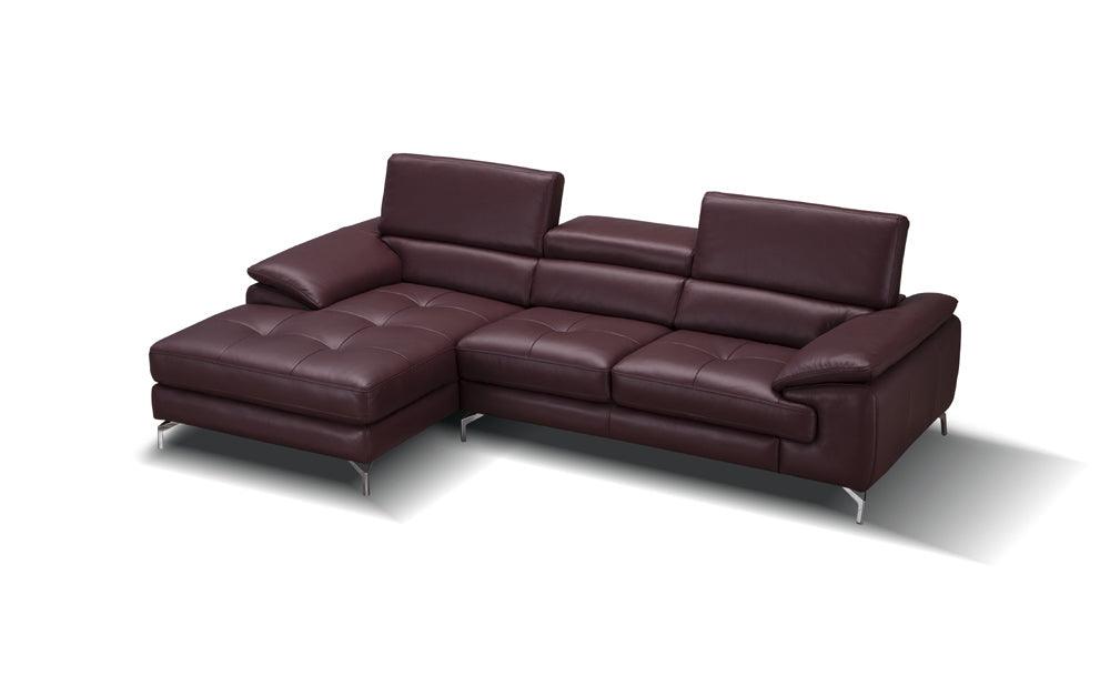 A973B Italian Leather Mini Sectional Left Facing Chaise In Maroon - 179066 - Lhfc | J&M | Home Elegance USA