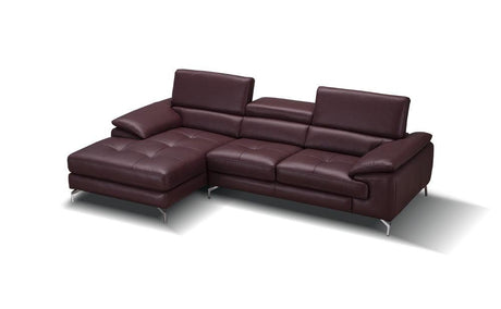 J&M Furniture - A973B Italian Leather Mini Sectional Left Facing Chaise In Maroon - 179066-Lhfc