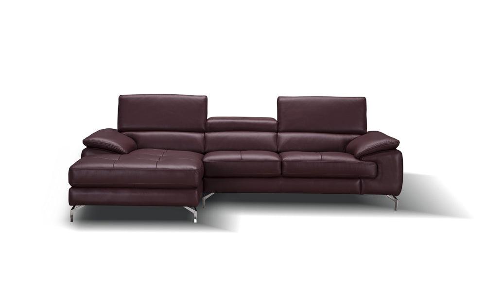 J&M Furniture - A973B Italian Leather Mini Sectional Left Facing Chaise In Maroon - 179066-Lhfc