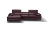 A973B Italian Leather Mini Sectional Left Facing Chaise In Maroon - 179066 - Lhfc | J&M | Home Elegance USA