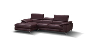 A973B Italian Leather Mini Sectional Left Facing Chaise In Maroon - 179066-Lhfc | J&M