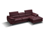 J&M Furniture - A973B Italian Leather Mini Sectional Right Facing Chaise In Maroon - 179066-Rhfc