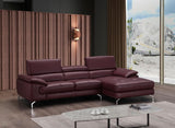 A973B Italian Leather Mini Sectional Right Facing Chaise In Maroon - 179066 - Rhfc | J&M | Home Elegance USA