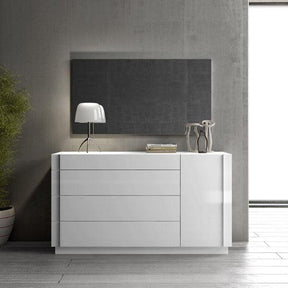 Amora Natural White Lacquer Dresser And Mirror - 17869-Dm | J&M