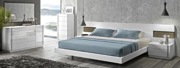 Amora Natural White Lacquer 5 Piece Eastern King Platform Bedroom Set - 17869 - K - 5Set | J&M | Home Elegance USA