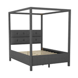 Full Size Upholstery Canopy Platform Bed with Headboard,Gray - Home Elegance USA